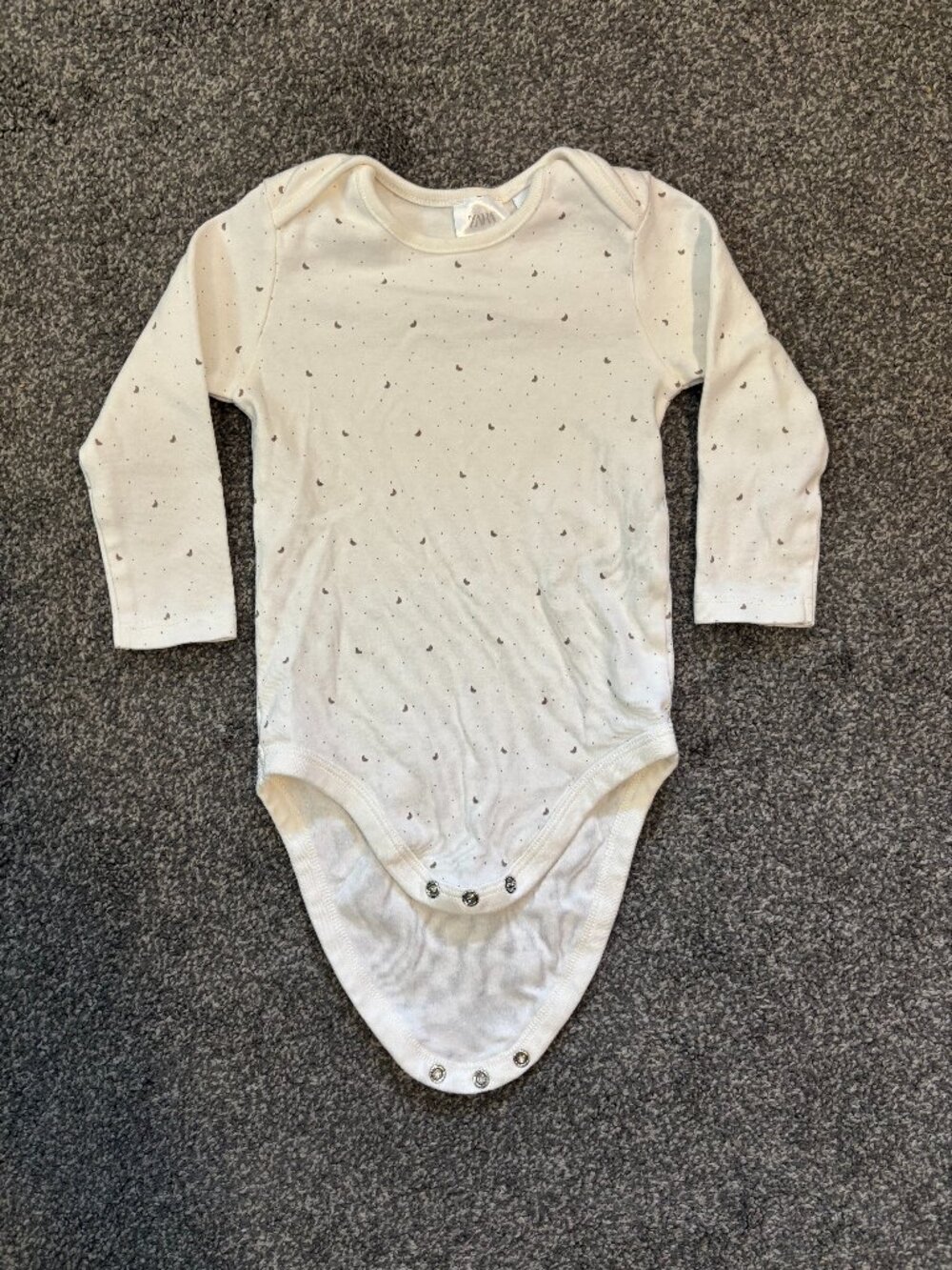 Zara cream long sleeve body suit with brown half-moons and dots